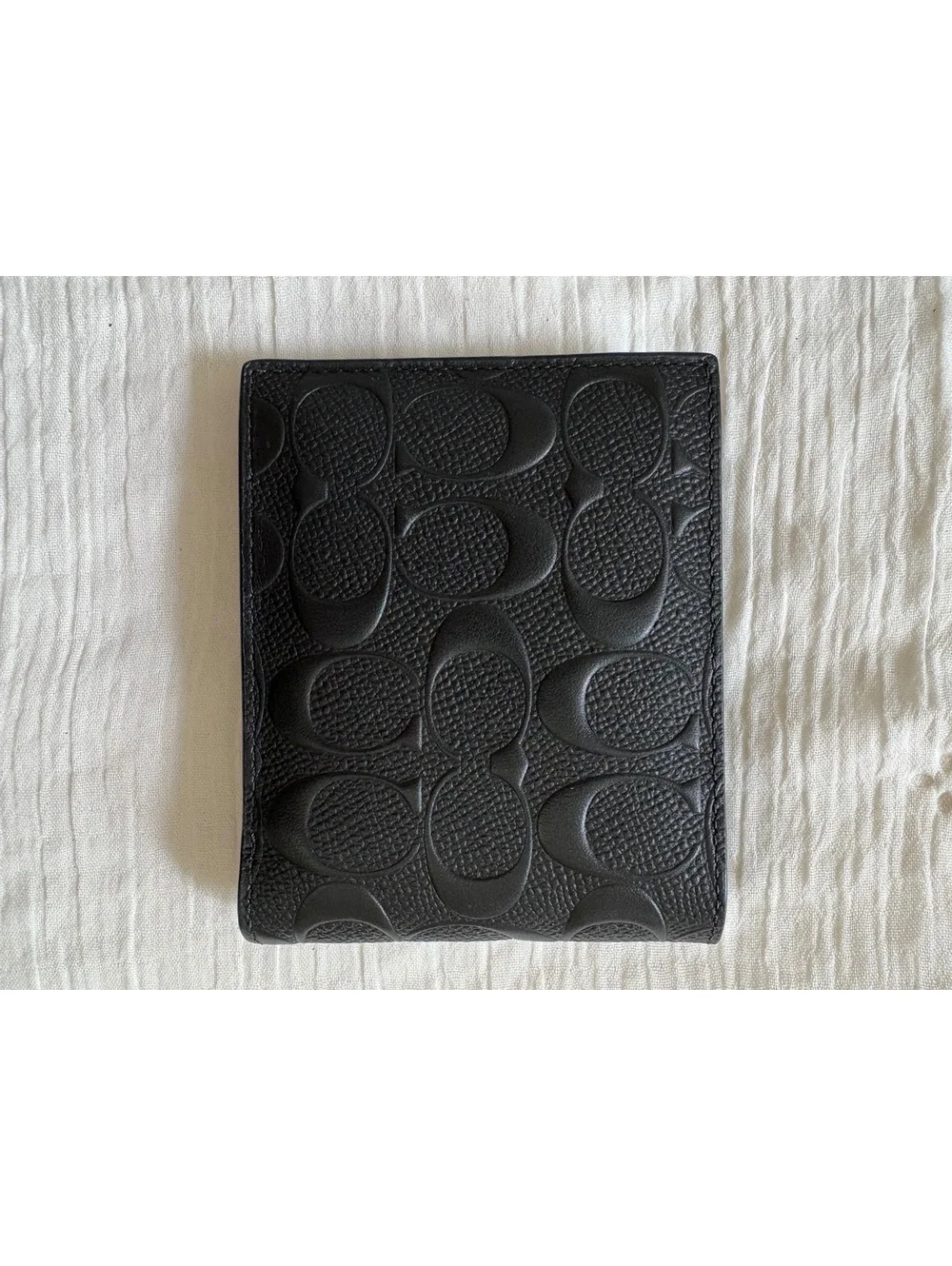 New Coach Men’s Black Signature Embossed Leather 3-in-1 Wallet Removable ID Case